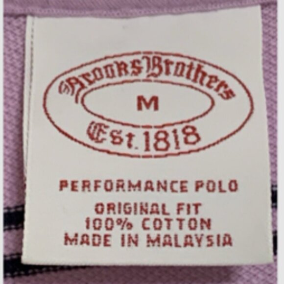 Brooks Brothers Mens Striped Polo Shirt Size M Cotton Purple Short Sleeve Shirt - Picture 3 of 9